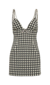 DECO BOW BLACK MULTI MINI DRESS