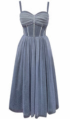 RUCHED BUST RHINESTONE MESH CAMI DRESS