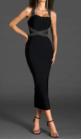 HALTER RHINESTONE MIDI DRESS