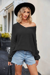 New Autumn And Winter WomenLong Sleeve V-neck Loose Fashionable Knitwear Sexy Sweater