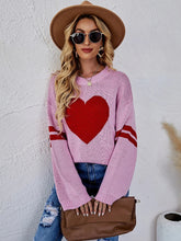 New Winter WomenLoose Round Neck Knitted Pullover Love Long-sleeve Sweater