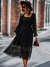 Chic Lace Lantern Sleeve Ruffles Square Collar Dress
