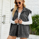 Summer Sleeveless Lapel Denim Vest Fashion Casual Jeans Jacket Street Trend Coat