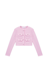 PINK SEQUIN TEXTURED KNIT JACKET