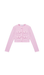 PINK SEQUIN TEXTURED KNIT JACKET