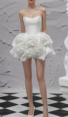 FLORAL-APPLIQUÉ STRAPLESS MINI DRESS