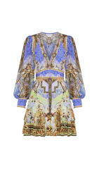 BUTTON FRONT FRILL DRESS GILDED