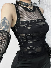 Mall Gothic Sexy Hole See Through Lace-up Streetwear Cyber Punk Rave Fashion Crop Top
