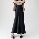 New Spring Summer Acetate Satin Long Womens Elegant High Waist Wrap Hip Mermaid Ladies Fashion Maxi Skirt