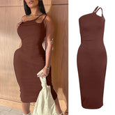 New Summer Autumn White Black Strap Bodycon Sexy Streetwear Party Club Elegant Fashion Clothes Midi Dress