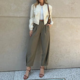 Fashion Color High Waist Suit Pants