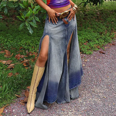 WomenSummer Front Split Hips Mini Skirt High Waist Short Skirt