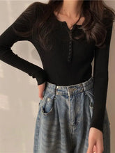 FashionSierra Basic Primer Button Chic Soft Slim Knitted Autumn Sweater