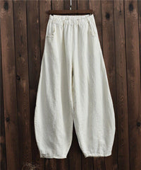 Womenlinen balloon pants casual wide leg pants with pockets summer loose fit