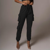 Womencargo sweatpants elastic waist drawstring pants with pockets