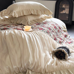 Princess Romantic Floral Cotton Ruffled Duvet Cover
