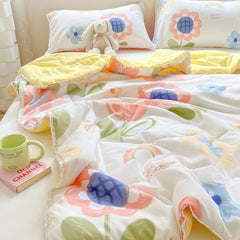Cartoon Flowers Print Blanket for Summer