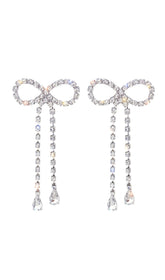 RHINESTONE BOW CHAIN EARRINGS
