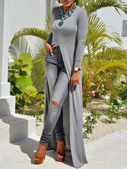 3XL plus size high Slit Sheath T-Shirt Dress