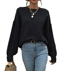 Loose Soft Chunky Knit Long Batwing Sleeve Pullover Sweater
