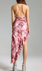 FLORAL RUFFLED SKEW DRESS