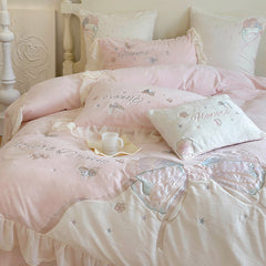 Butterfly Embroidery Milk Velvet Autumn/Winter Duvet Cover Set