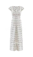 BUTTERFLY EMBELLISHED POLKA DOT CUTOUT MAXI DRESS