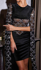 PATCHWORK RHINESTONE VELVET DRESS