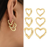 Fashion Gold Love Heart Simple Cute Circle Piercing Buckle Statement Jewelry Earring