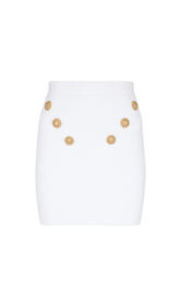 WHITE BUTTONED KNIT MINI SKIRT