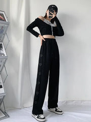 Streetwear Embroidery Fashion Wide Leg Y2k High Waist Joggers Pants