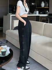 Streetwear Embroidery Fashion Wide Leg Y2k High Waist Joggers Pants