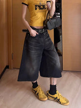 Calf-Length Shorts Jeans Streetwear Vintage Oversize Wide Leg Denim Pants