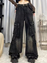 Cargo Jeans Vintage Baggy Pocket Slouchy Wide Leg Denim Pants
