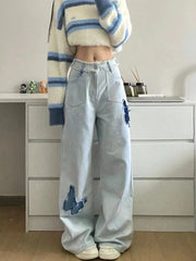 Jeans Plus Size Y2k Loose Patchwork High Waist Denim Pants