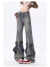Denim Y2k Loose Bow Straight High Waist Pants Streetwear Wide Leg Pants