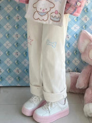 Harajuku Corduroy Pants Sweet Cute Wide Leg Pants