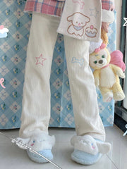 Harajuku Corduroy Pants Sweet Cute Wide Leg Pants