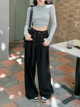 Waist Y2k Baggy Belt Pleated Wide Leg Sport Streetwear Pants