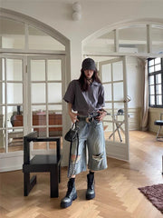 Hip Hop Fashion Hollow Out Denim Shorts Streetwear Summer Pants