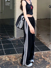 Sports Pants For Fashion Stripe Patchwork Wide Leg Pants