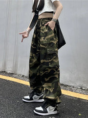 Vintage Cargo Baggy Pants Camouflage Wide Leg Pants
