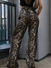 Leopard Pants Streetwear Baggy High Waist Kpop Wide Leg Jogging Pants