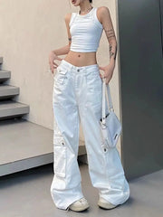 Denim Pants Y2k Vintage Loose Style Wide Leg Cargo Pants