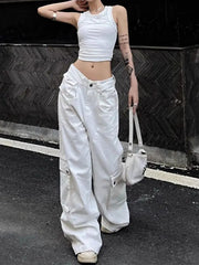 Denim Pants Y2k Vintage Loose Style Wide Leg Cargo Pants