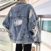 Hole Denim Bomber Jacket