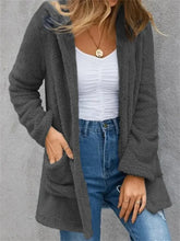 New Clothing Color Fleece Cardigan Pocket Casual Elegant Loose Fit Warm Fashion Vintage Coat
