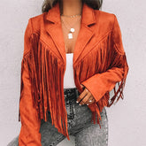 Turn Down Collar Tassel Coat