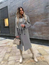 Autumn Woolen Retro Fashion Black Long Sleeve Blue Casual Winter Street Wear Loose Coat