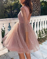 Backless glitter sheer mesh dress